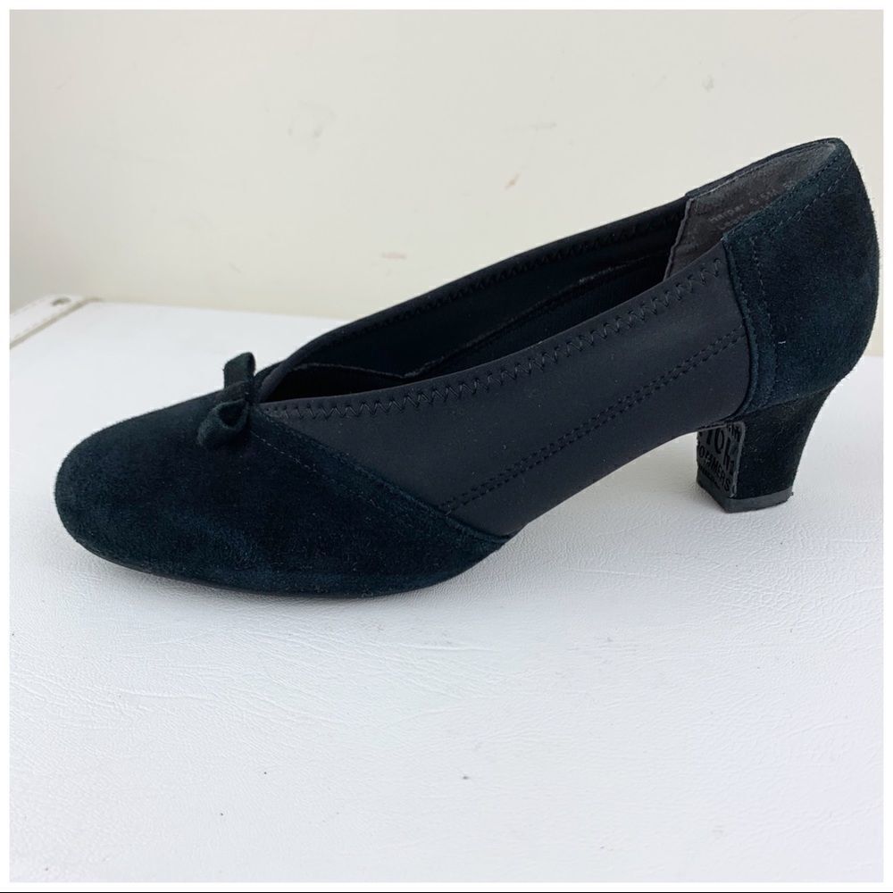 Ros Hommerson Harper Suede/Neoprene Black Heels Pumps‎